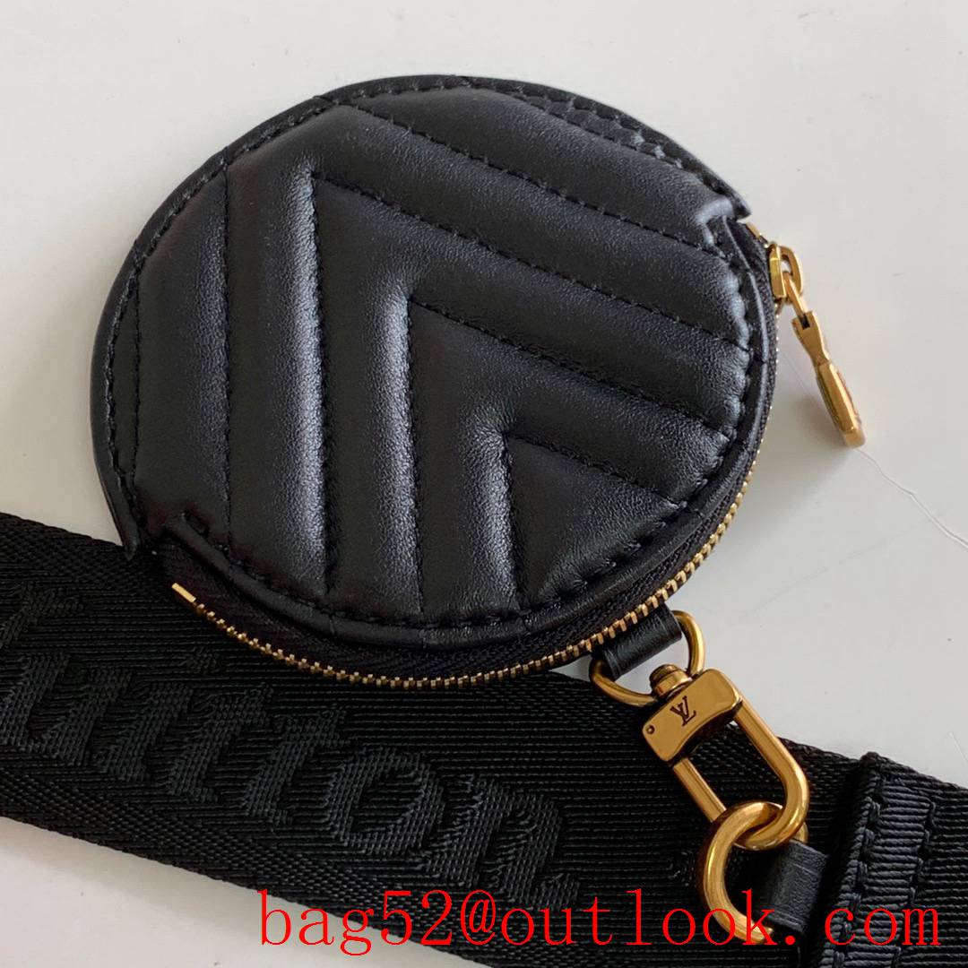 Louis Vuitton LV Real Leather New Wave Multi-Pochette Bag M56461 Black