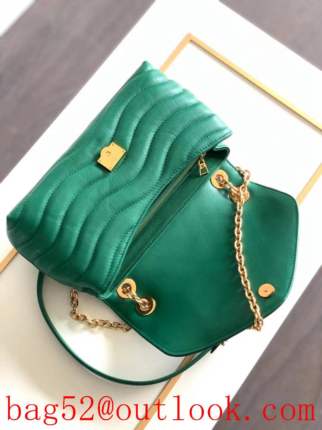 Louis Vuitton LV Real Leather New Wave Chain Bag Handbag M58664 Green