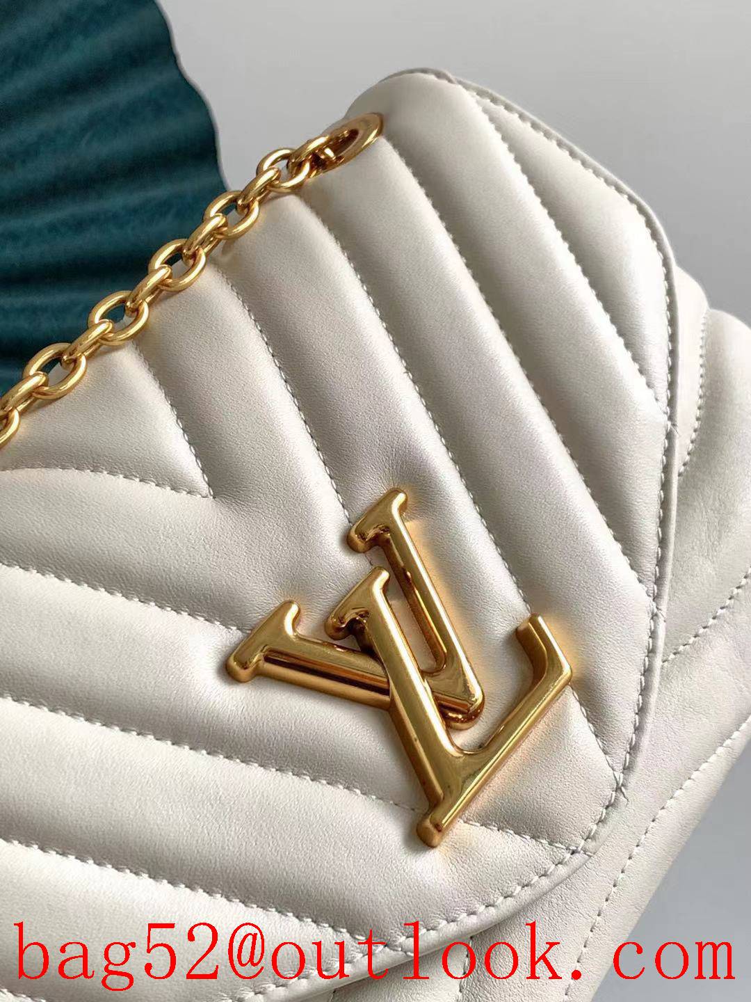 Louis Vuitton LV Real Leather New Wave Chain Bag Handbag M58549 Cream