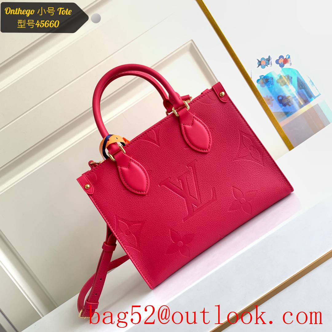 Louis Vuitton LV Real Leather Onthego PM Tote Bag Handbag M45660 Red