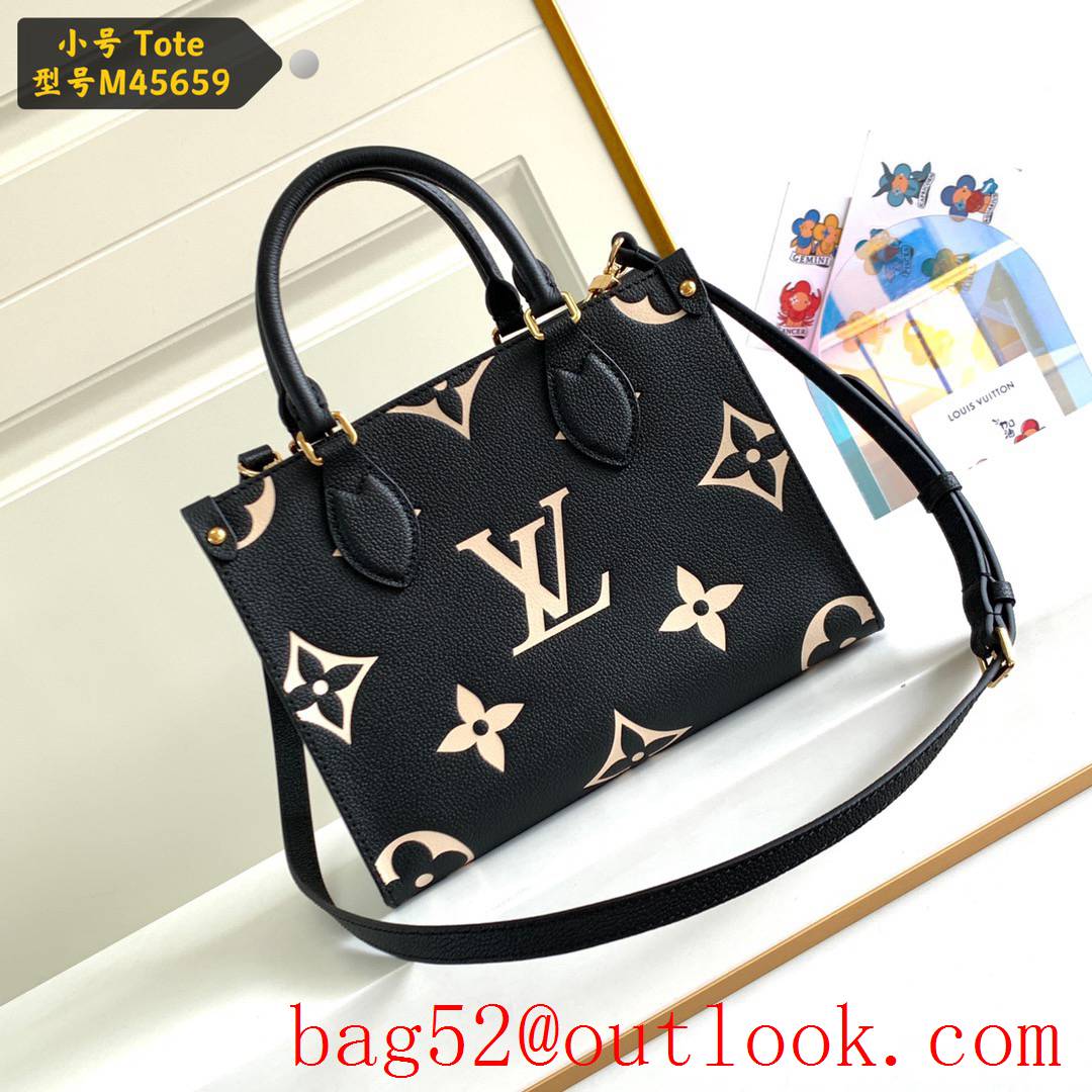 Louis Vuitton LV Monogram Leather Onthego PM Tote Bag Handbag M45659 Black