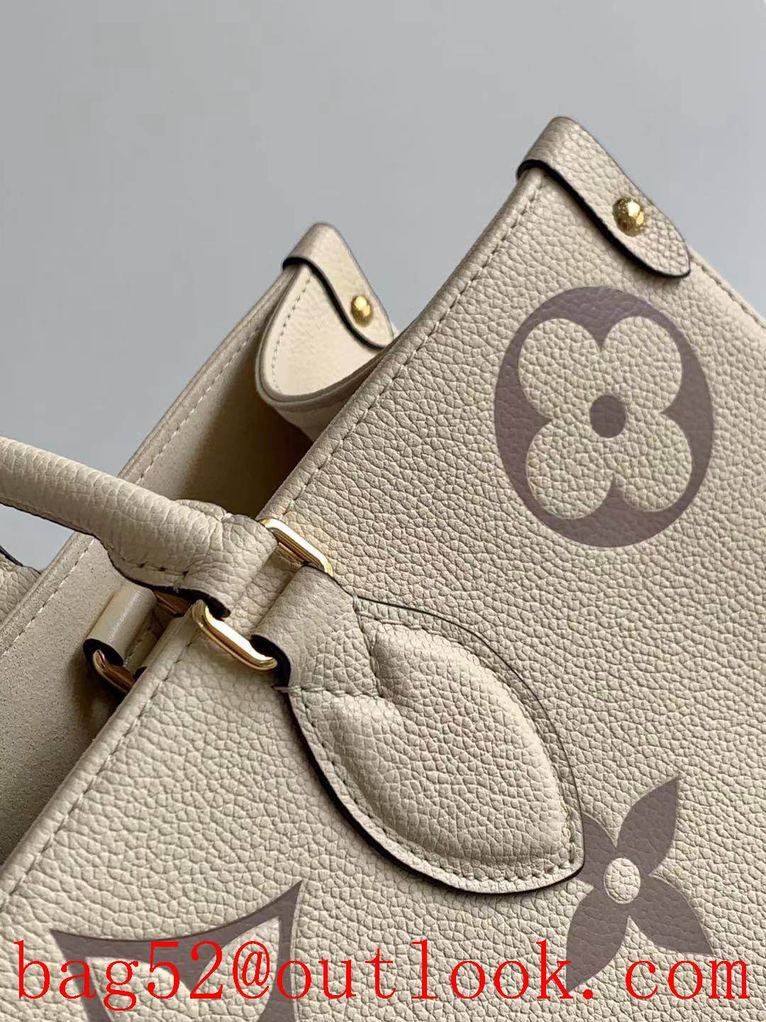 Louis Vuitton LV Monogram Leather Onthego MM Tote Bag Handbag M45496 Beige