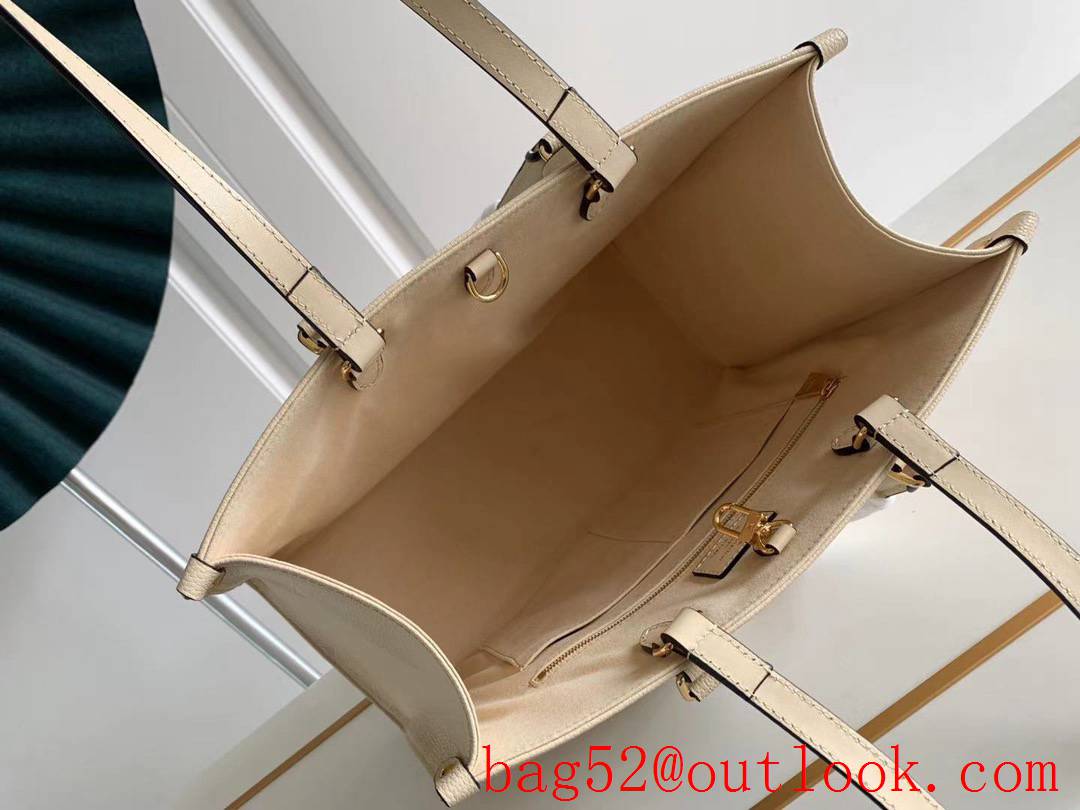 Louis Vuitton LV Monogram Leather Onthego MM Tote Bag Handbag M45496 Beige