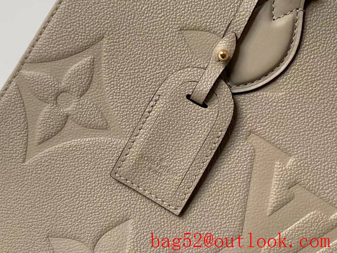 Louis Vuitton LV Real Leather Onthego MM Tote Bag Handbag M45607 Dove