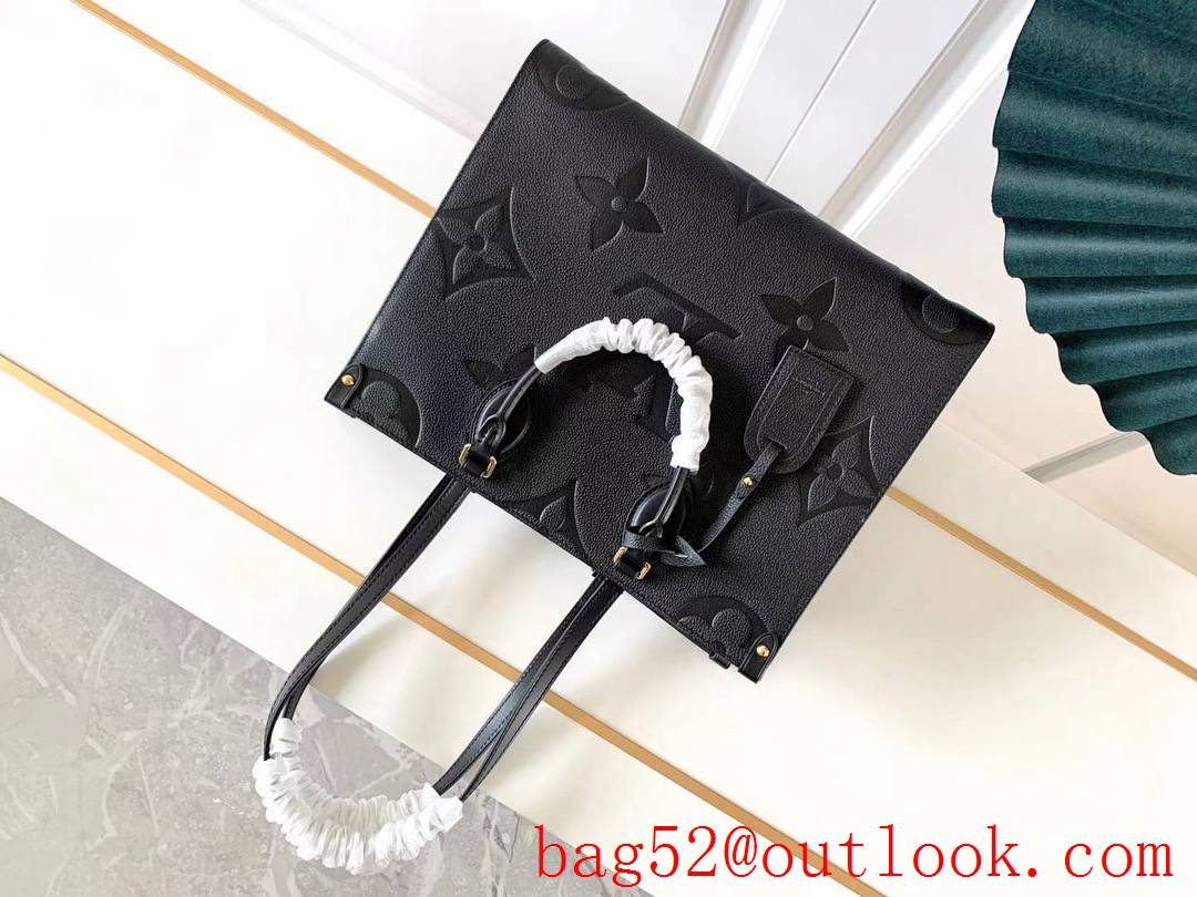 Louis Vuitton LV Real Leather Onthego MM Tote Bag Handbag M45595 Black