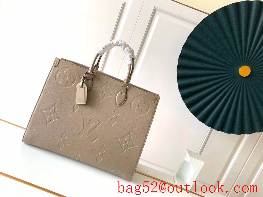 Louis Vuitton LV Real Leather Onthego GM Tote Bag Handbag M44921 Dove