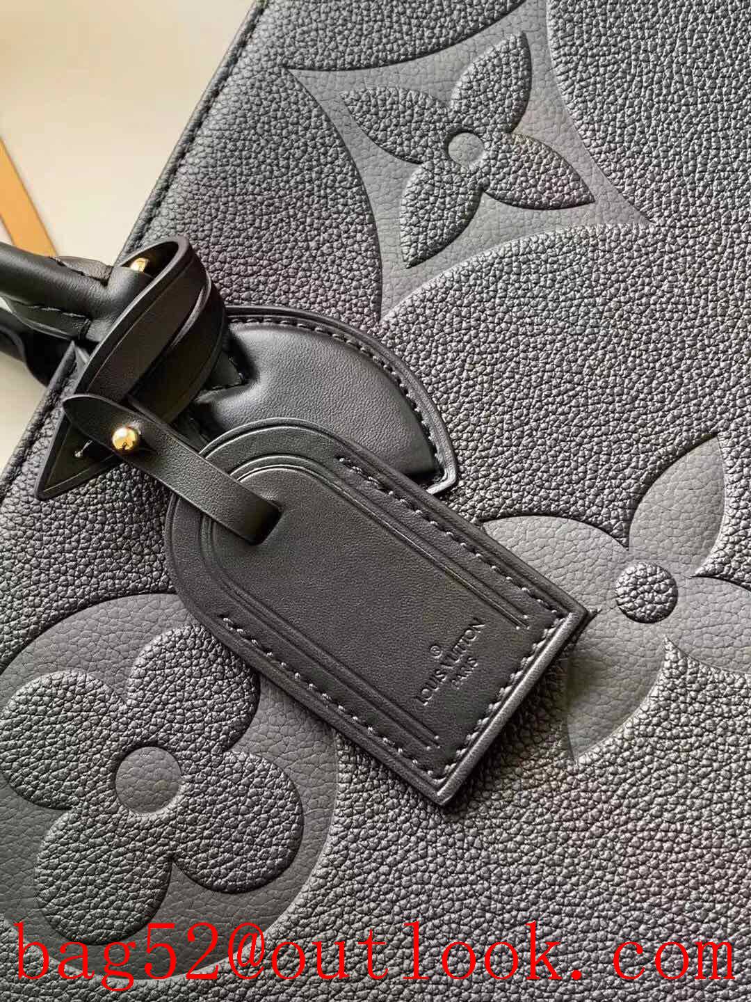 Louis Vuitton LV Real Leather Onthego GM Tote Bag Handbag M44925 Black