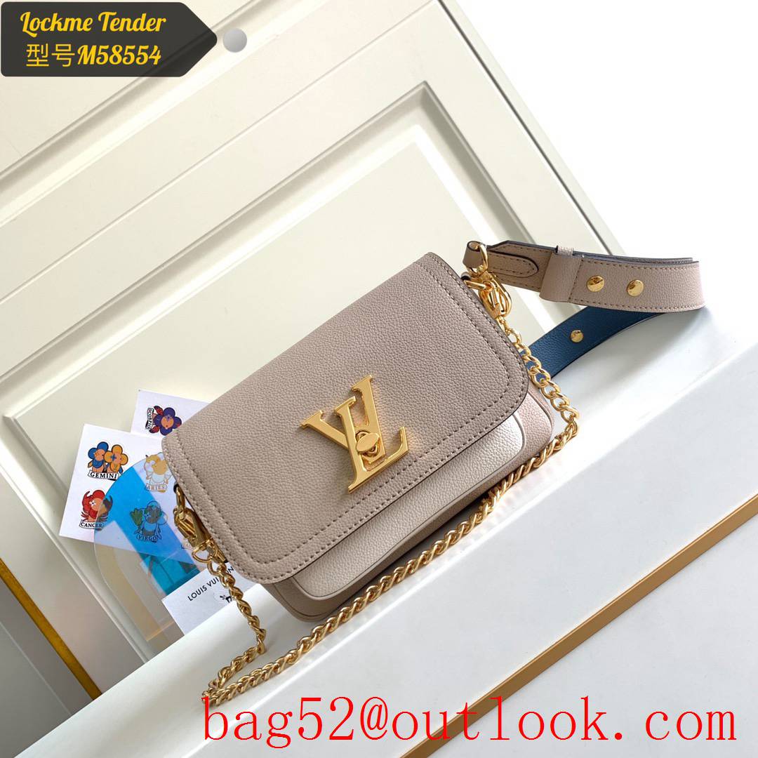 Louis Vuitton LV Calf Leather Lockme Tender Shoulder Bag M58554 Beige