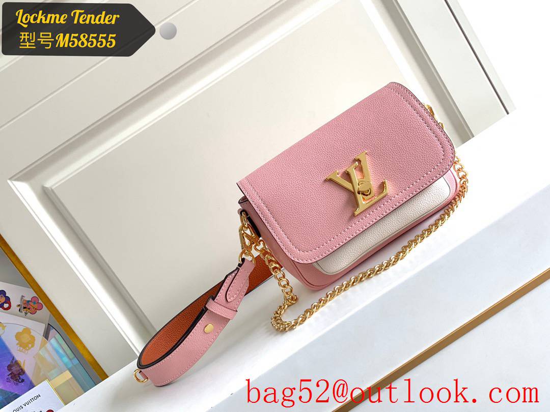 Louis Vuitton LV Calf Leather Lockme Tender Shoulder Bag M58555 Pink