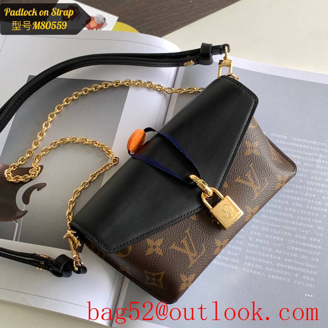 Louis Vuitton LV Monogram Leather Padlock On Strap Bag M80559 Black