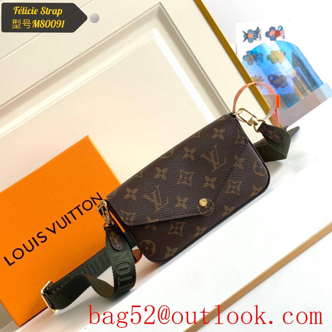 Louis Vuitton LV Monogram Felicie Strap & Go Shoulder Bag M80091 Brown