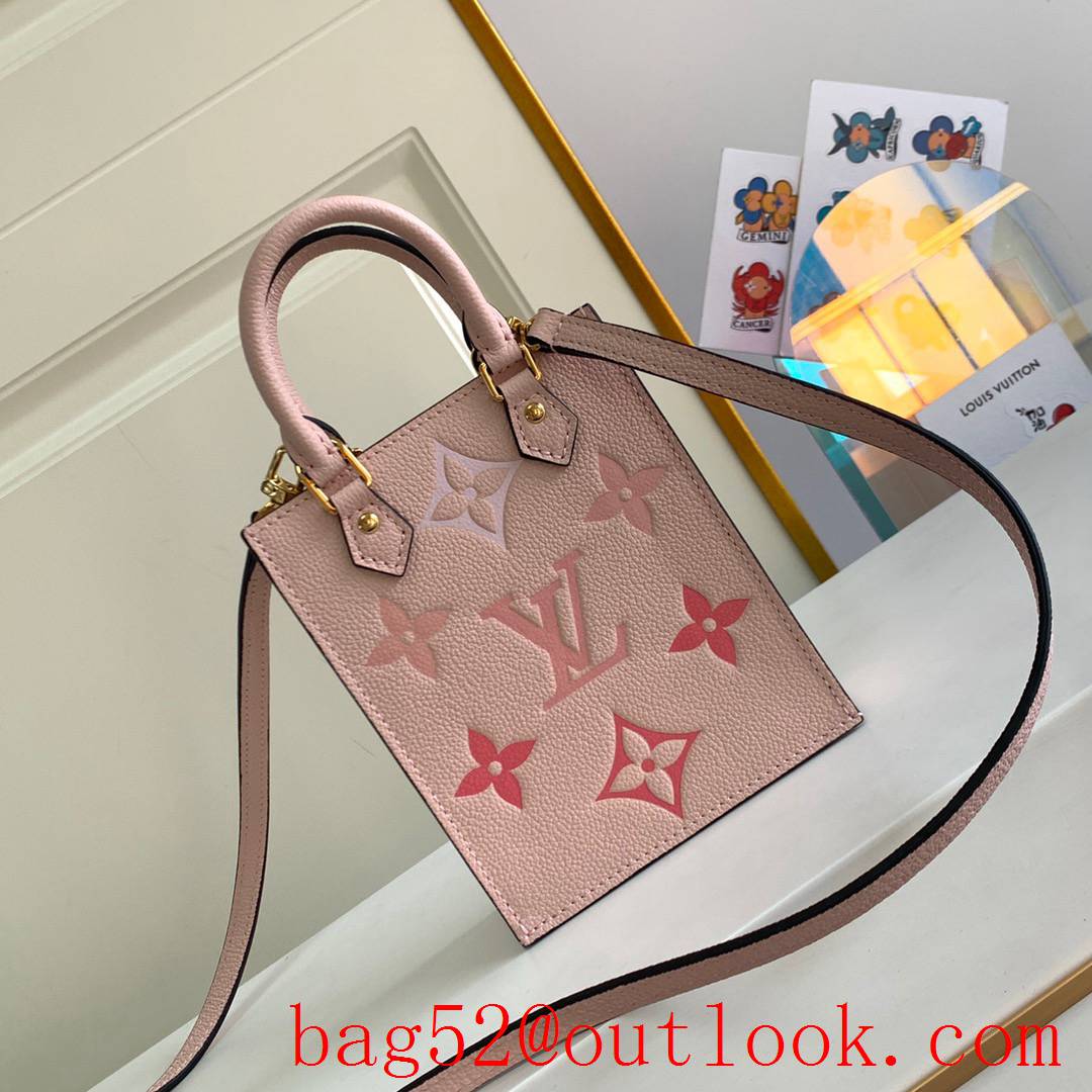 Louis Vuitton LV Monogram Petit Sac Plat Real Leather Bag Pink M80449