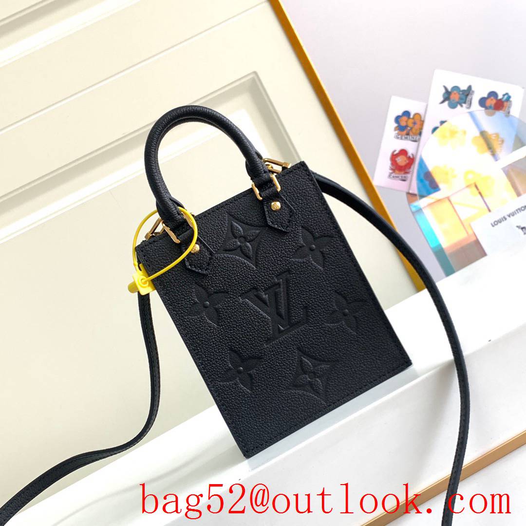 Louis Vuitton LV Monogram Petit Sac Plat Real Leather Bag Black M80478