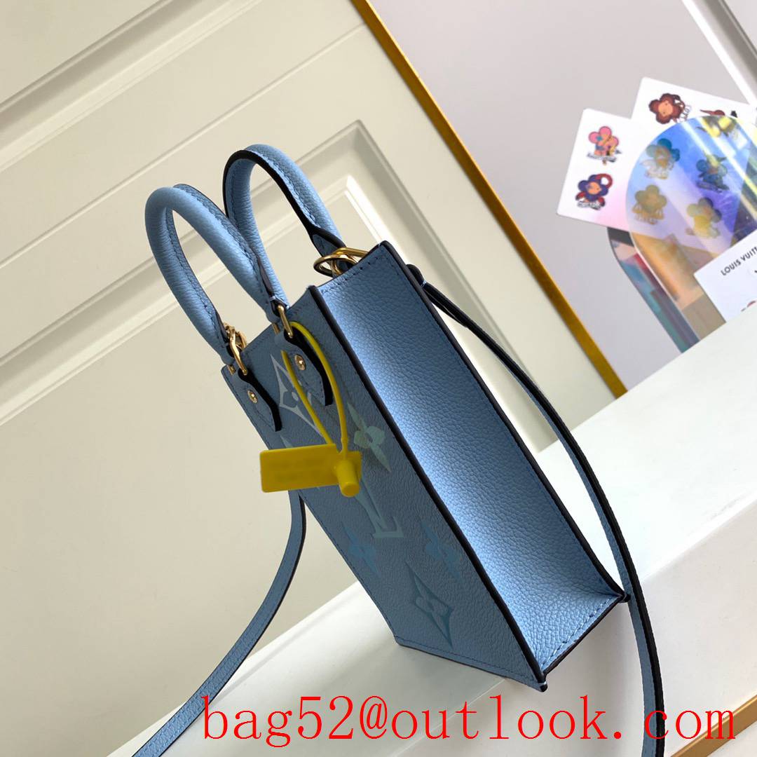 Louis Vuitton LV Monogram Petit Sac Plat Real Leather Bag Blue M80449