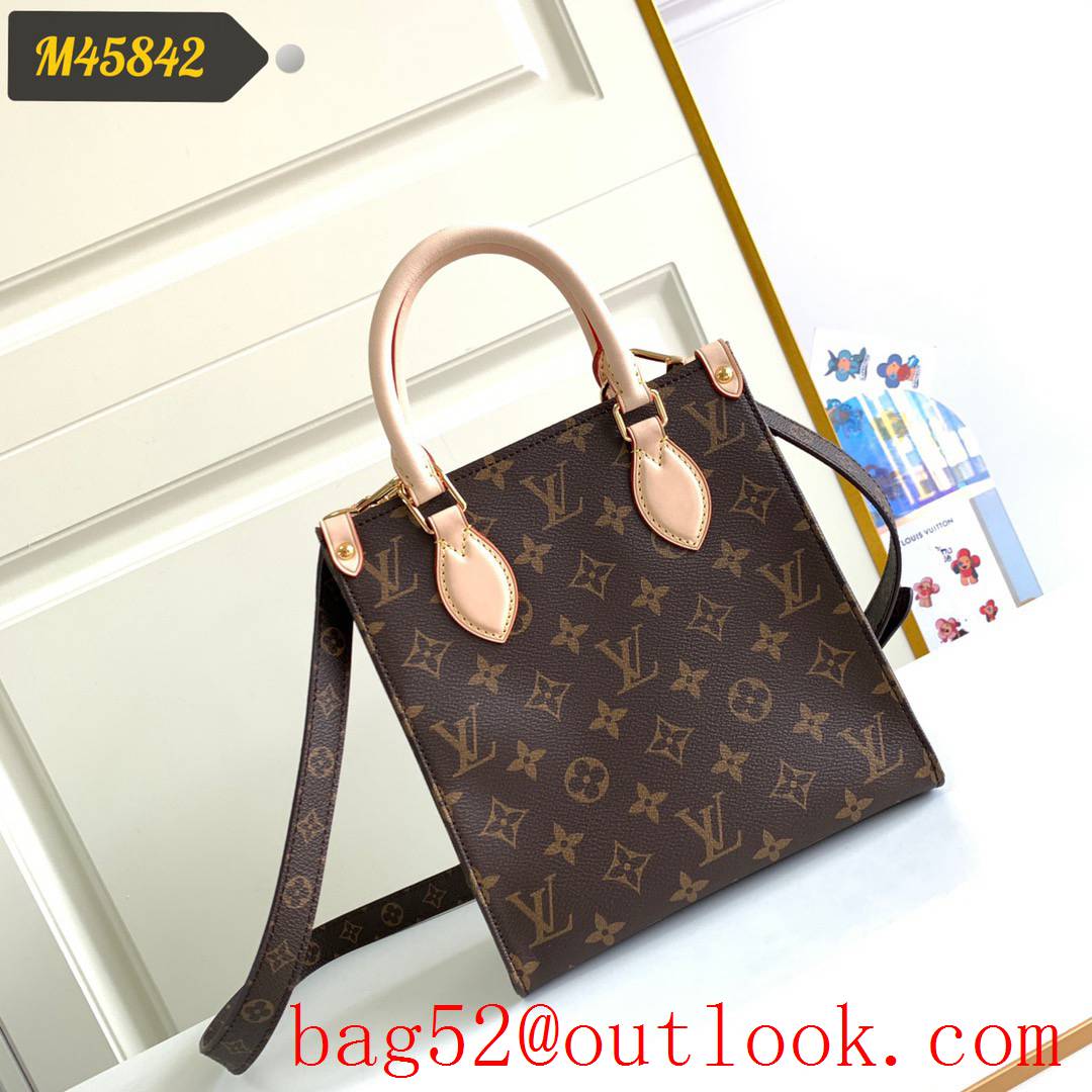Louis Vuitton LV Monogram Sac Plat BB Tote Bag Handbag Brown M45847