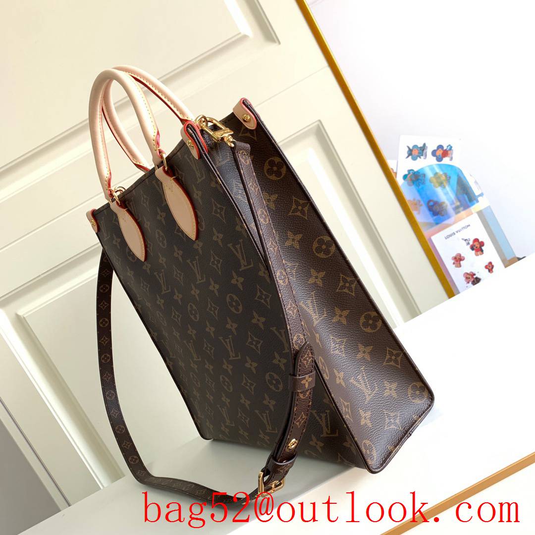 Louis Vuitton LV Monogram Sac Plat PM Tote Bag Handbag Brown M45848