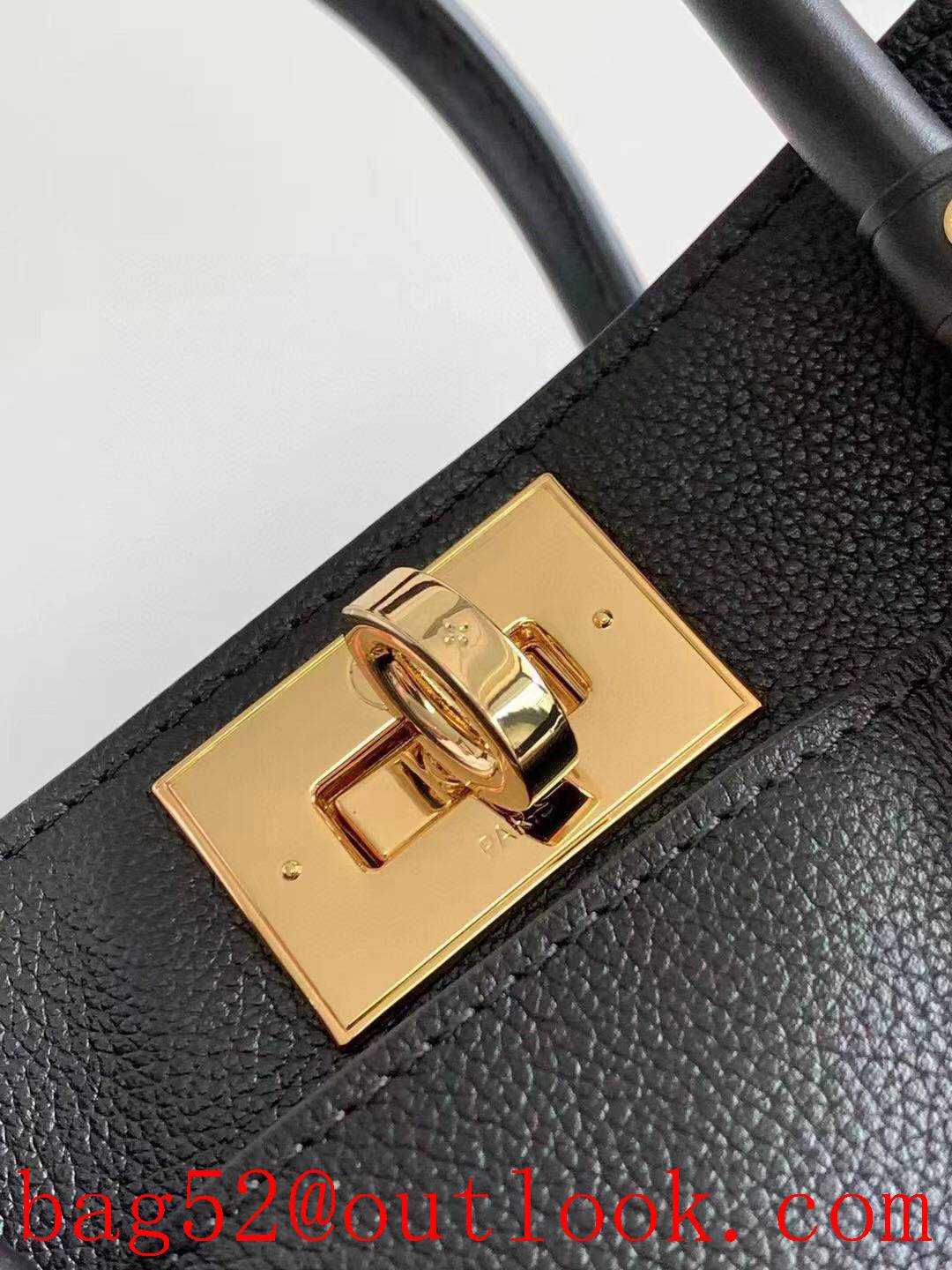 Louis Vuitton LV Calf Leather On My Side PM Tote Bag Handbag Black M57728