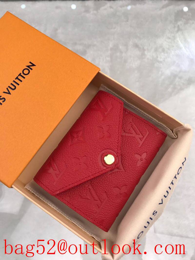 LV Louis Vuitton women red taurillon leather monogram wallet purse M64061