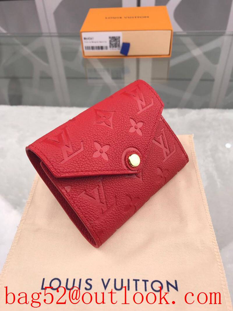 LV Louis Vuitton women red taurillon leather monogram wallet purse M64061