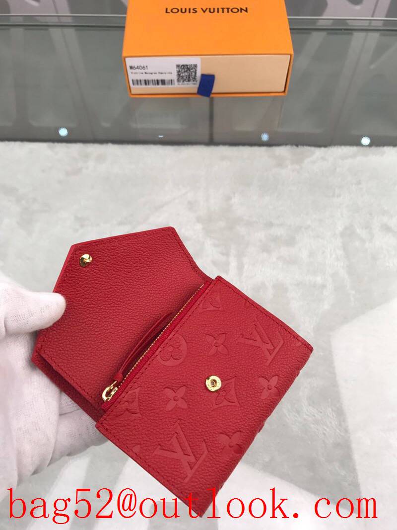 LV Louis Vuitton women red taurillon leather monogram wallet purse M64061