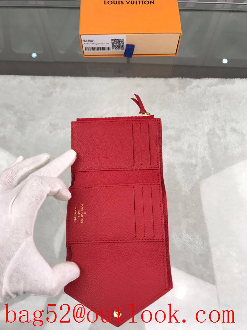 LV Louis Vuitton women red taurillon leather monogram wallet purse M64061