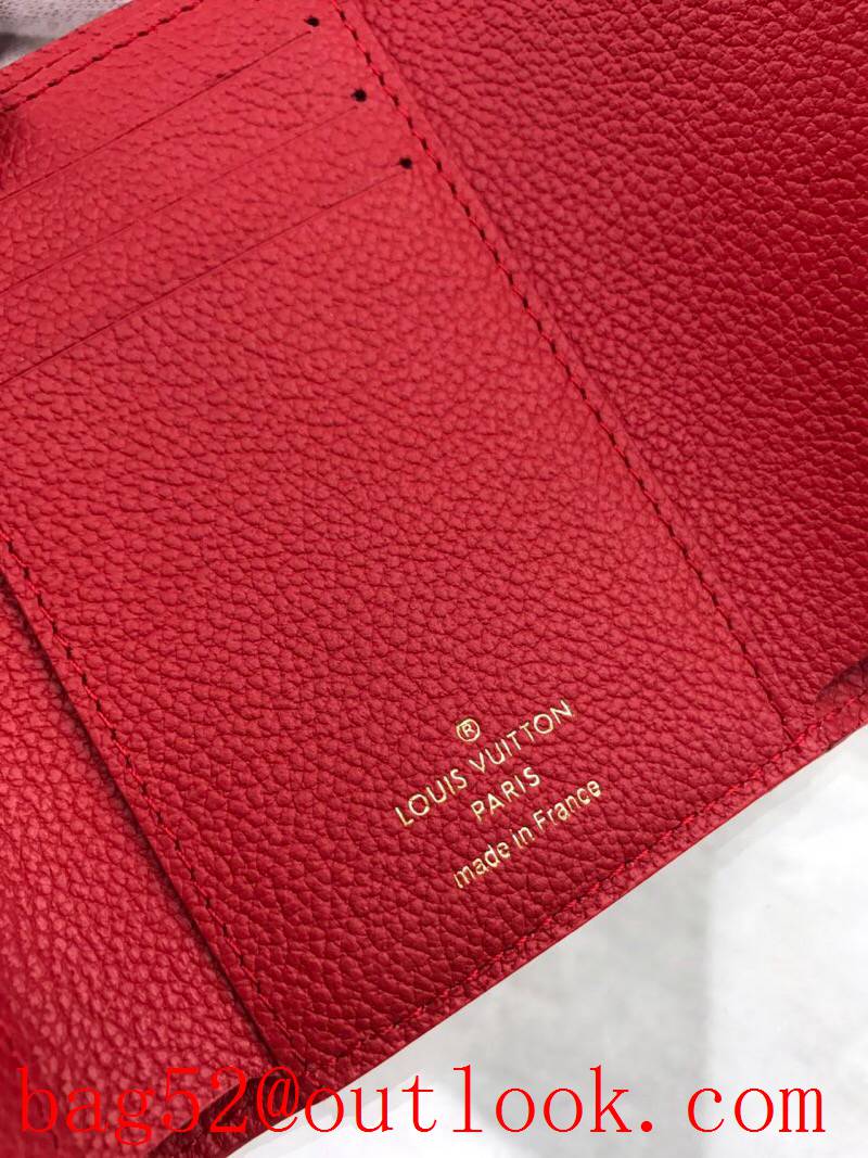 LV Louis Vuitton women red taurillon leather monogram wallet purse M64061