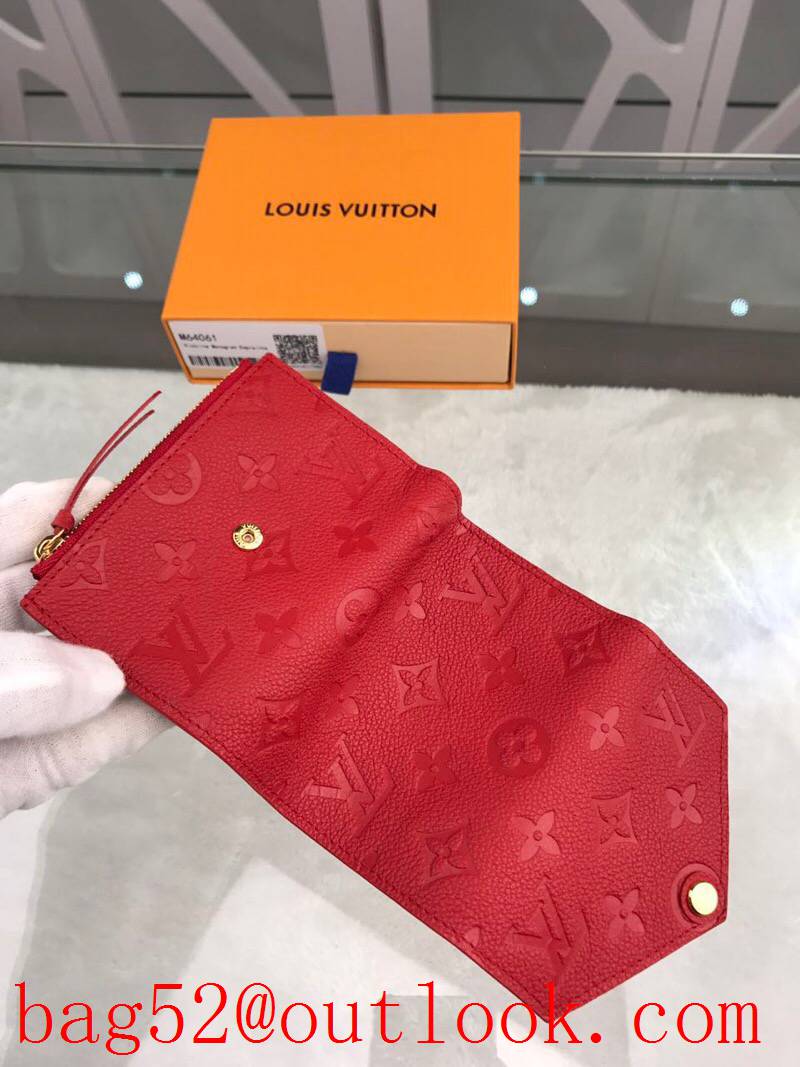 LV Louis Vuitton women red taurillon leather monogram wallet purse M64061