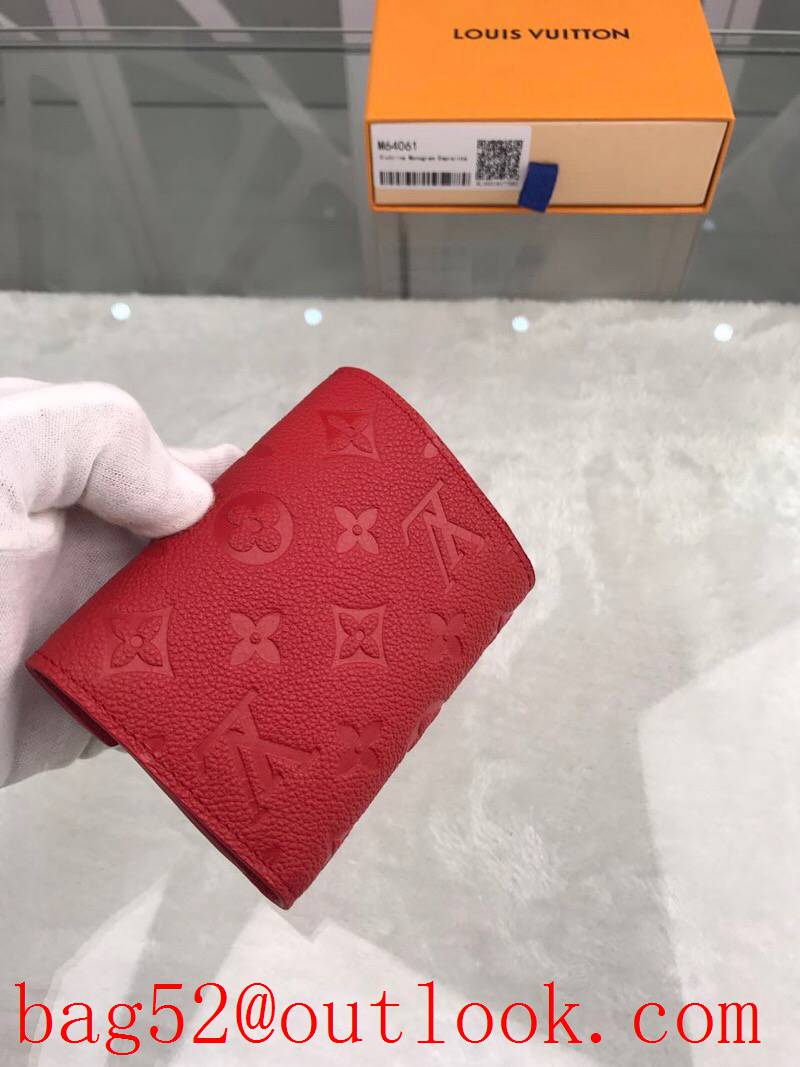 LV Louis Vuitton women red taurillon leather monogram wallet purse M64061