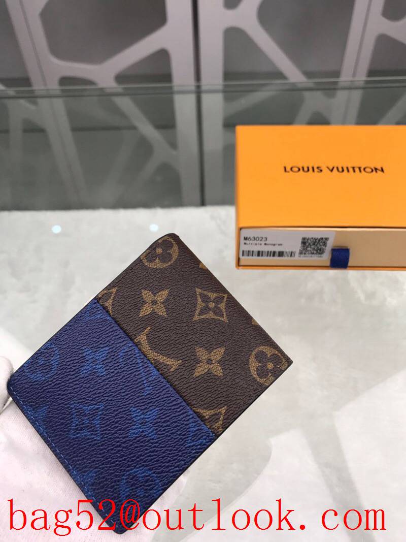 LV Louis Vuitton short tri-blue monogram wallet purse M63023