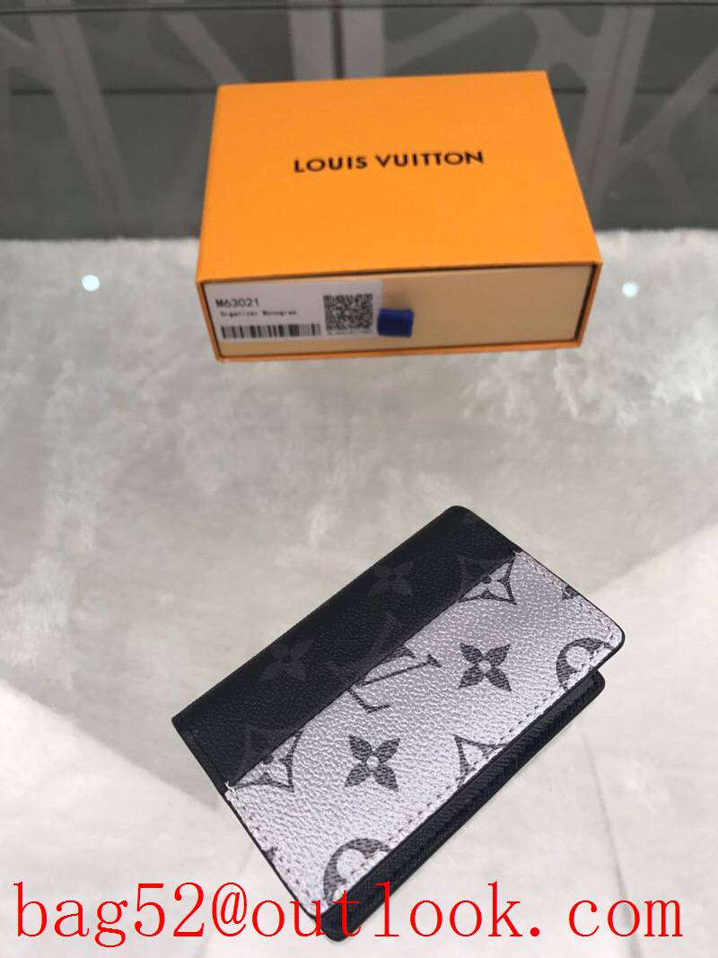 LV Louis Vuitton short tri-silver monogram pocket wallet purse M63021