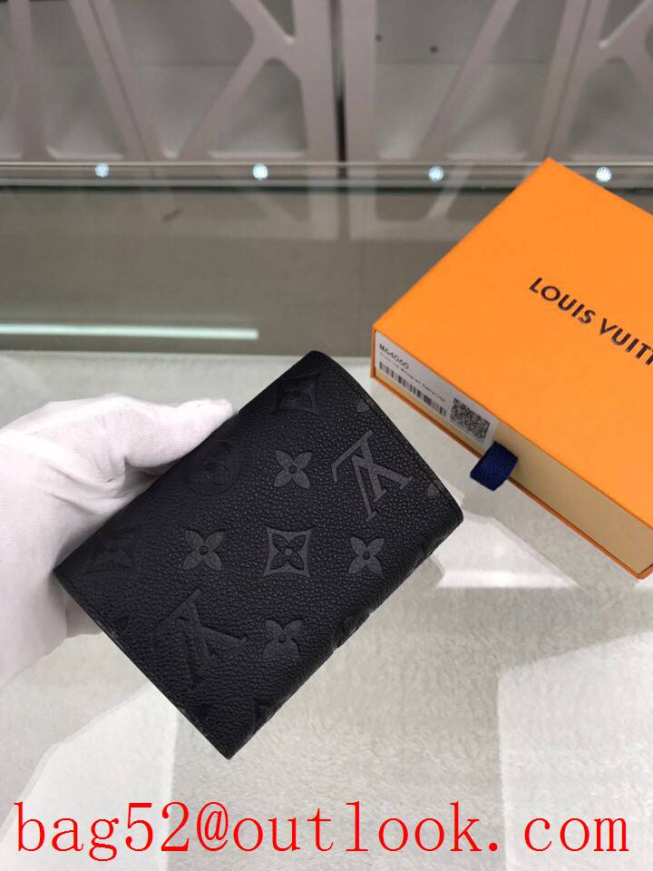 LV Louis Vuitton women black taurillon leather monogram wallet purse M64060