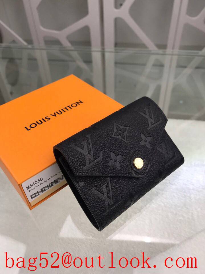 LV Louis Vuitton women black taurillon leather monogram wallet purse M64060