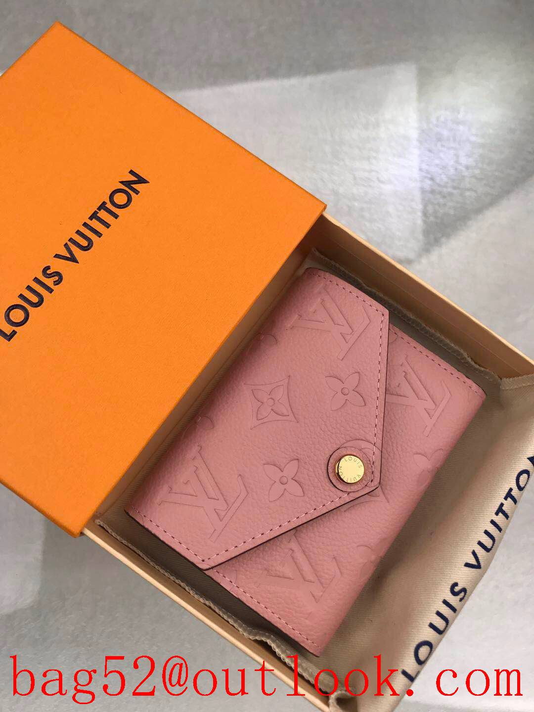 LV Louis Vuitton women pink taurillon leather monogram wallet purse M62305
