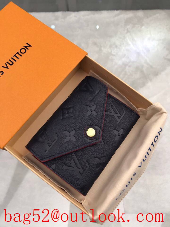 LV Louis Vuitton women taurillon leather monogram with wine trim wallet purse M64577