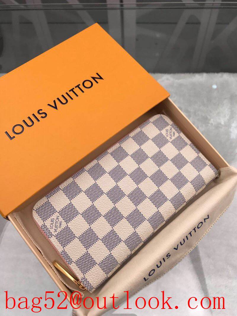 LV Louis Vuitton zipper white damier long wallet purse N63503