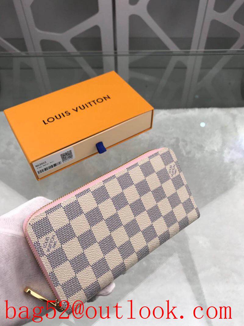 LV Louis Vuitton zipper white damier long wallet purse N63503