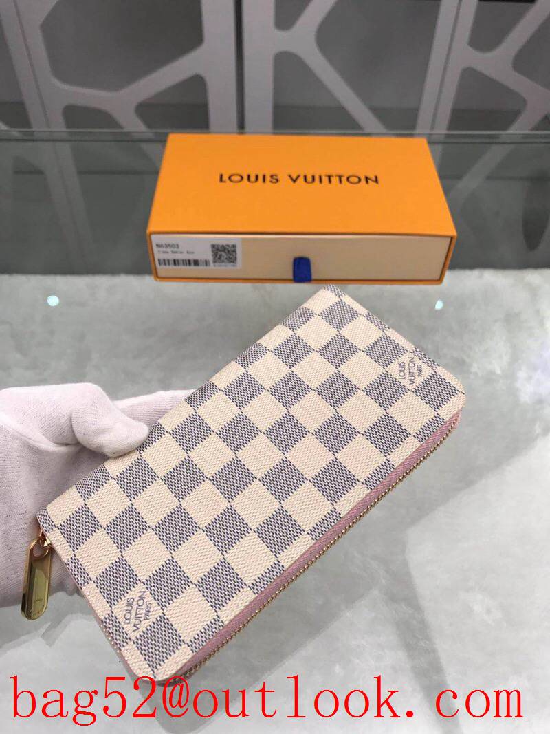 LV Louis Vuitton zipper white damier long wallet purse N63503