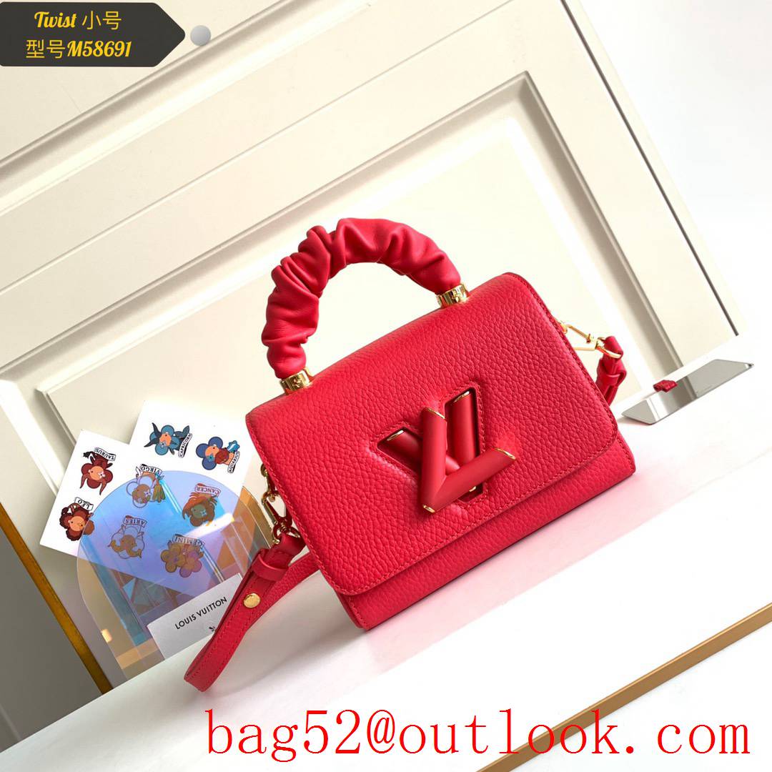 Louis Vuitton LV Twist PM Real Leather Shoulder Bag Handbag M58691 Red