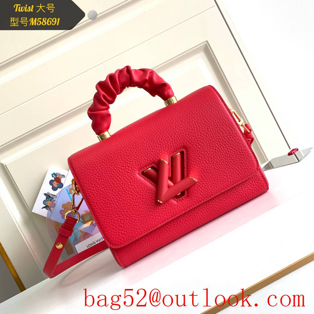 Louis Vuitton LV Twist MM Real Leather Shoulder Bag Handbag M58691 Red