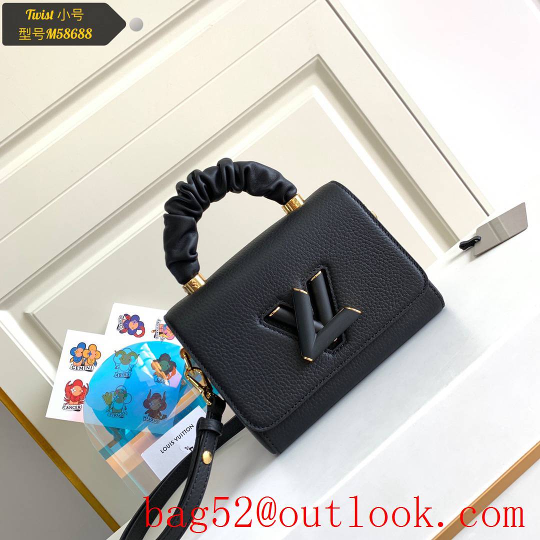 Louis Vuitton LV Twist PM Real Leather Shoulder Bag Handbag M58688 Black