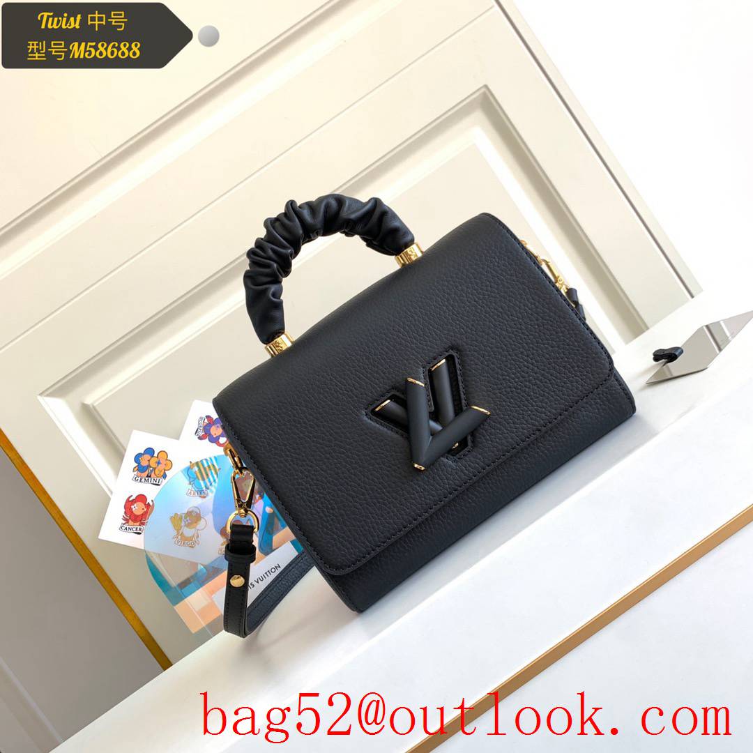 Louis Vuitton LV Twist MM Real Leather Shoulder Bag Handbag M58688 Black
