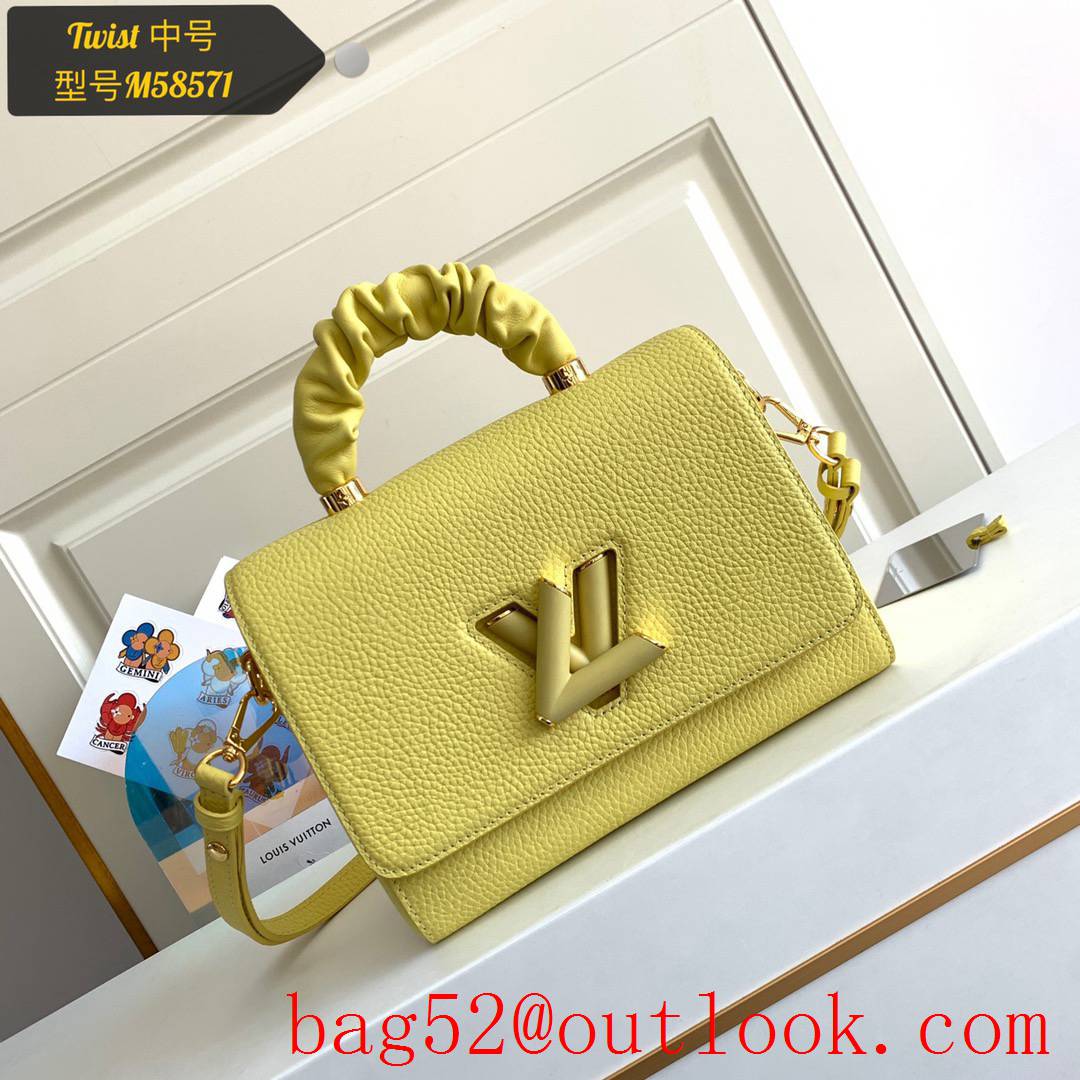Louis Vuitton LV Twist MM Real Leather Shoulder Bag Handbag M58571 Yellow