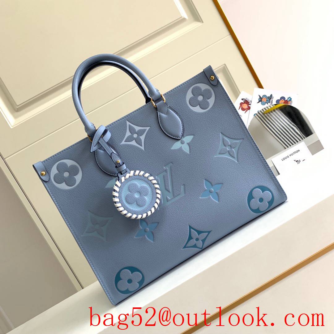 Louis Vuitton LV Monogram Onthego MM Tote Bag Handbag M45718 Blue