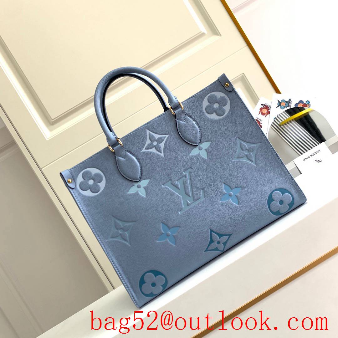 Louis Vuitton LV Monogram Onthego MM Tote Bag Handbag M45718 Blue