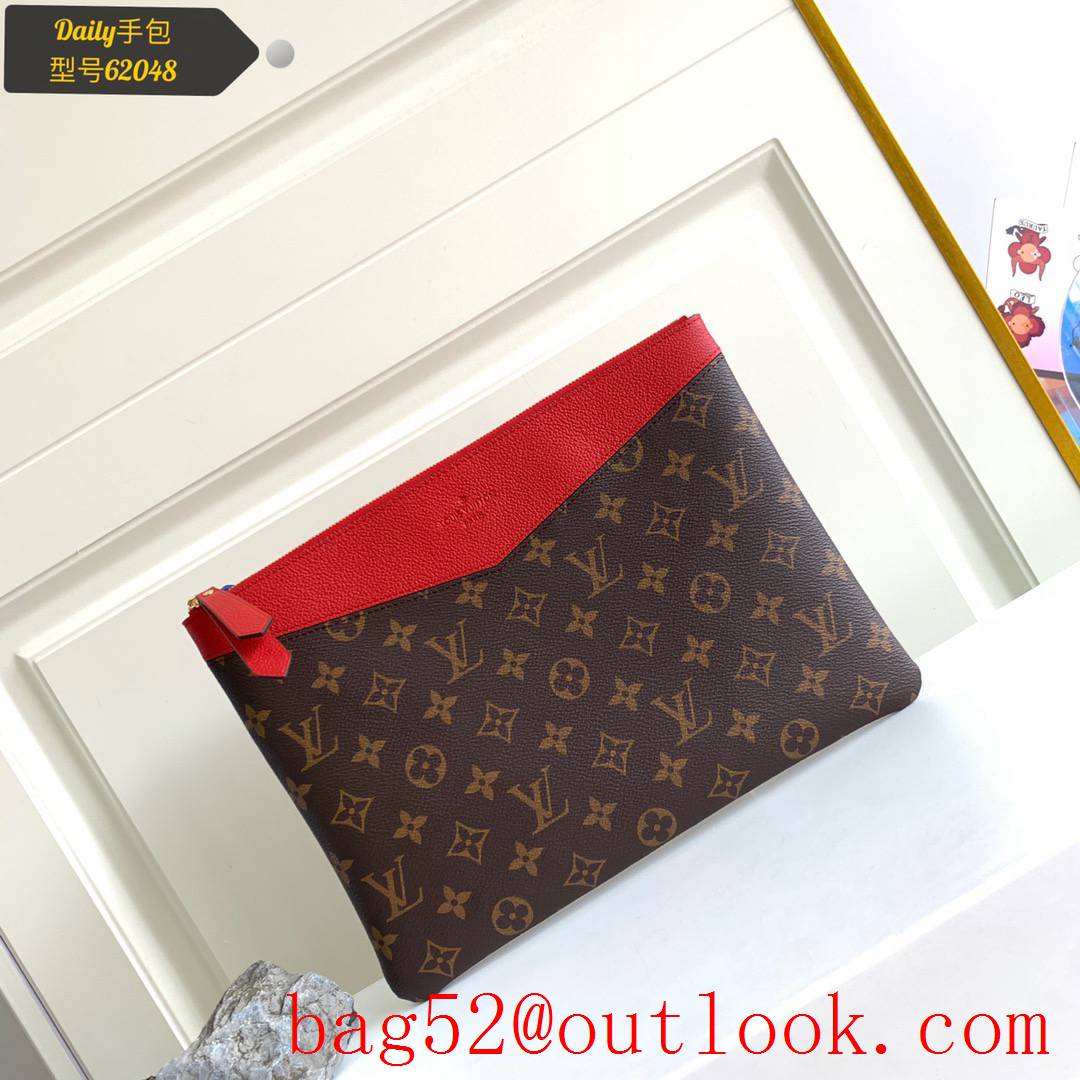 Louis Vuitton LV Monogram Daily Pouch Clutch Purse Bag M62048 Red