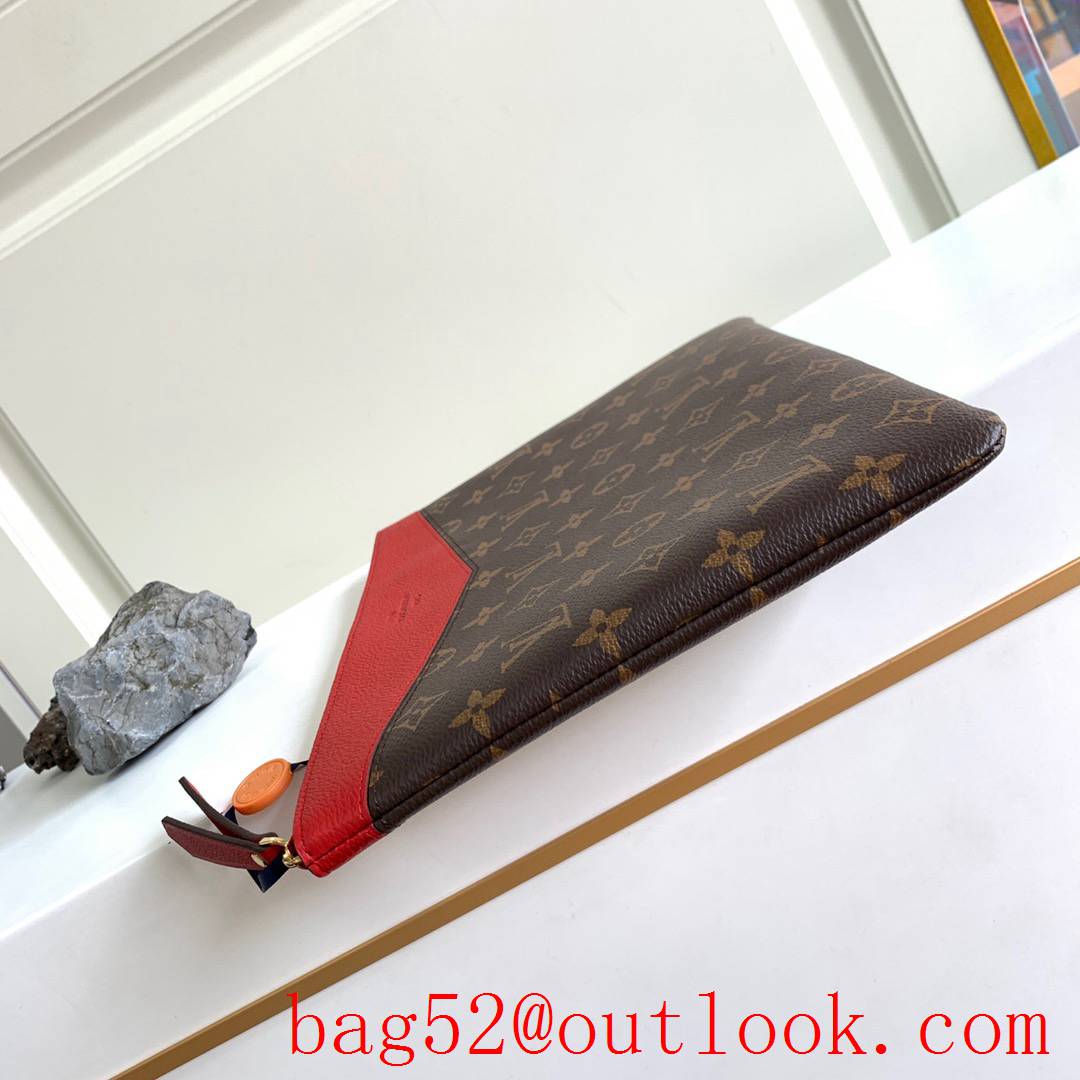 Louis Vuitton LV Monogram Daily Pouch Clutch Purse Bag M62048 Red