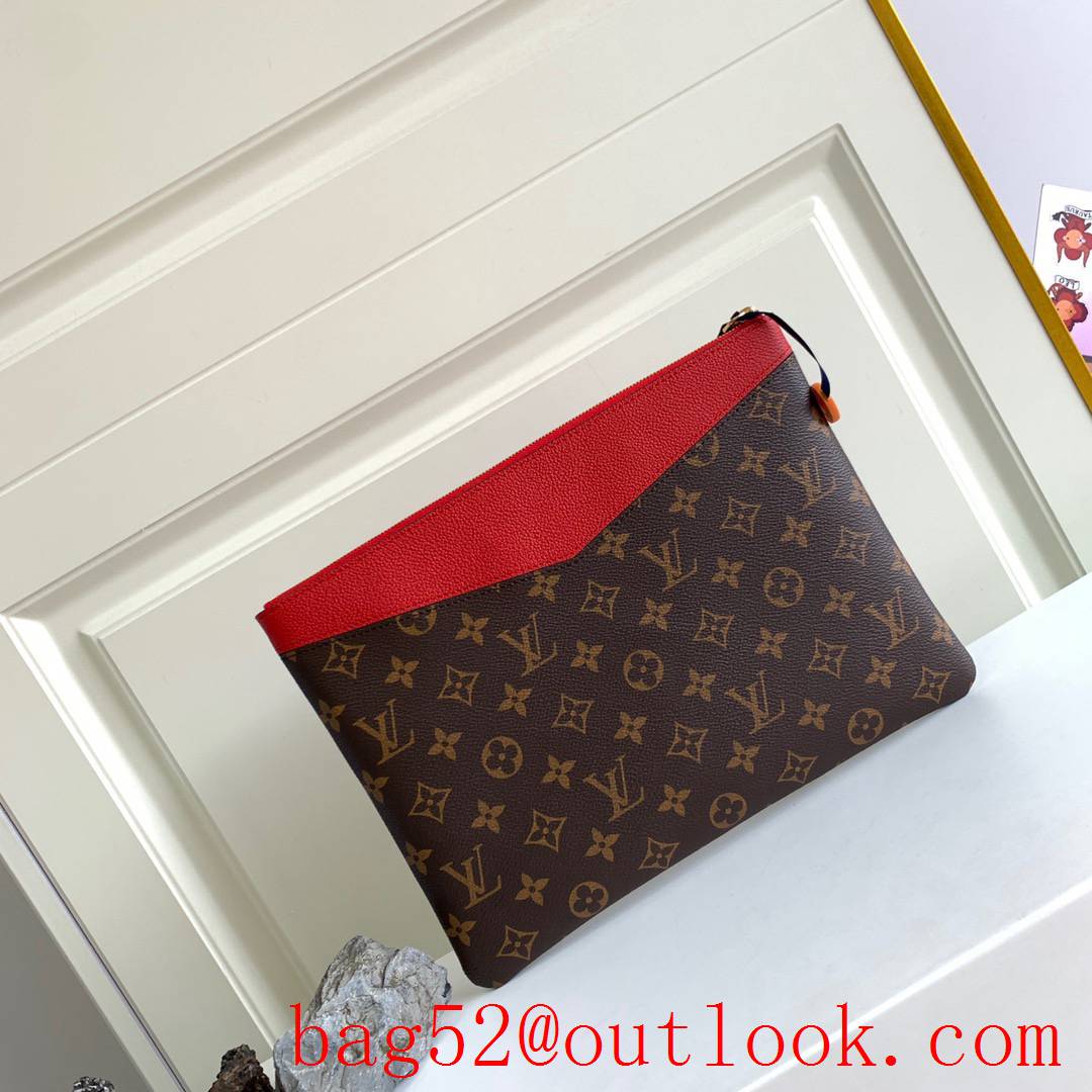 Louis Vuitton LV Monogram Daily Pouch Clutch Purse Bag M62048 Red