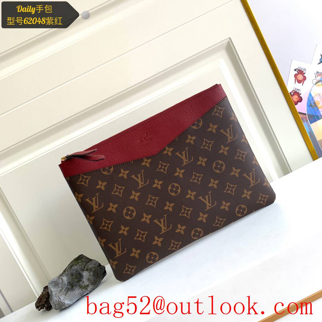 Louis Vuitton LV Monogram Daily Pouch Clutch Purse Bag M62048 Maroon