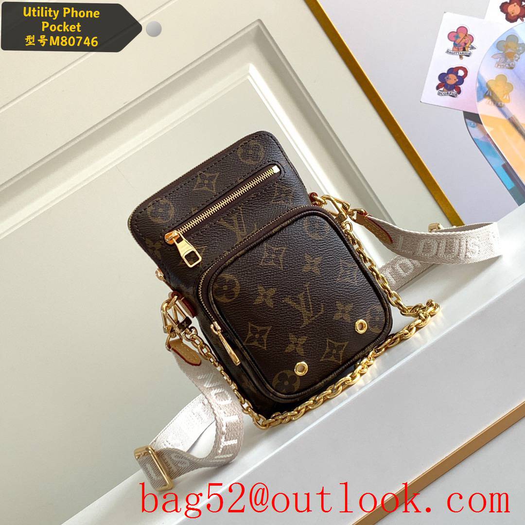 Louis Vuitton LV Monogram Utility Phone Pocket Bag Purse M80746