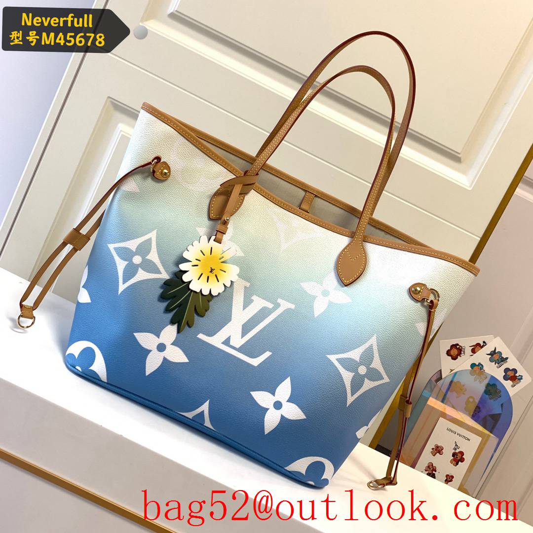 Louis Vuitton LV Monogram Neverfull MM Tote Bag Handbag M45678 Blue